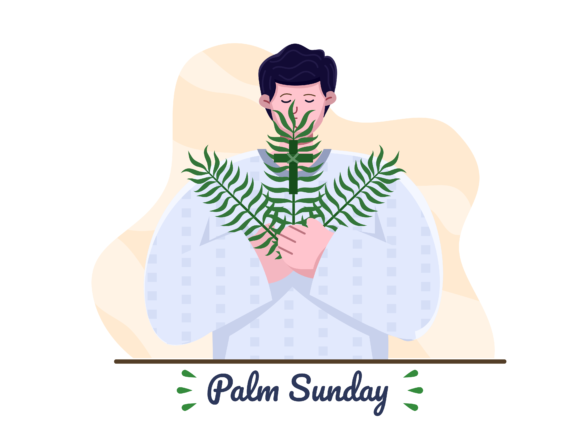 Christian People Celebrate Palm Sunday Graphics and Illustrations